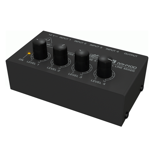 The Behringer Ultra-Compact Sized MICROMIX MX400 4-Channel Line Mixer