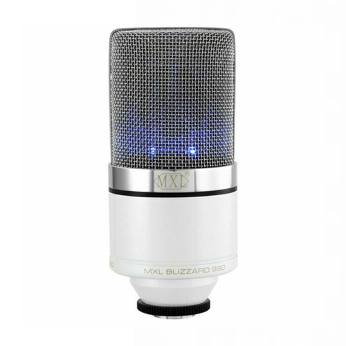 MXL 990 Blizzard Condenser Microphone Blue LED Lights Studio Audio Recordings