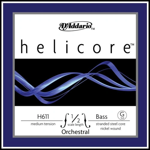 Helicore Orchestral  Double Bass Single G String 1/2  Scale, Medium Tension H611