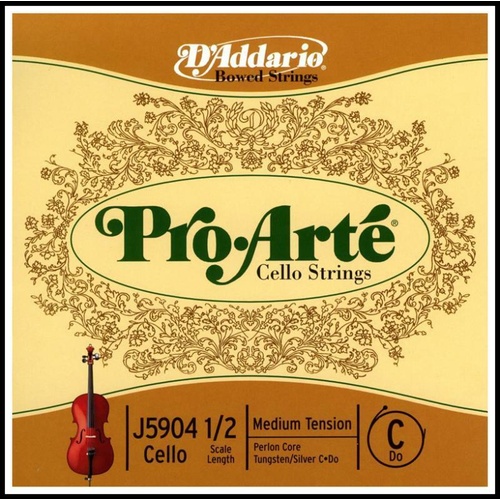 D'Addario Pro-Arte Cello Single C String, 1/2  Scale, Medium Tension J5904