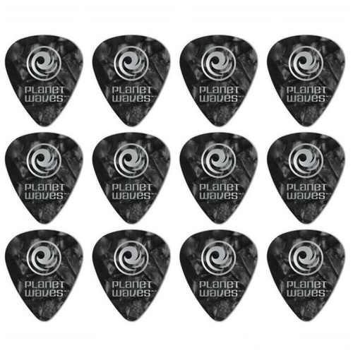 Planet Waves 12 Guitar Picks Celluloid Extra Heavy Gauge Black Pearl 1.25mm