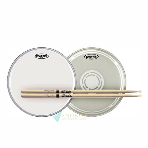 Evans EC Reverse Dot Snare + Hazy side head 14" Pack with Promark 5AN drumsticks