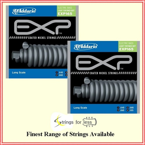 D'Addario EXP165 2 Sets Coated Round Wound Long Scale  Bass Strings 45 - 105