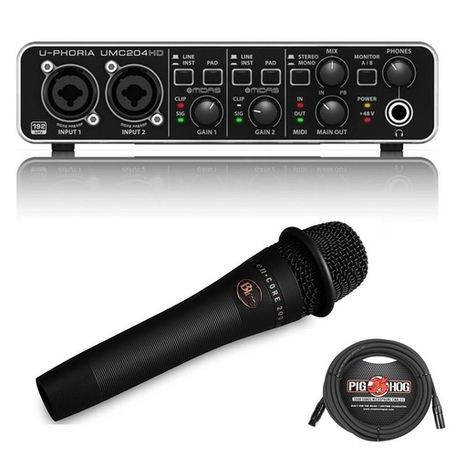 Behringer U-PHORIA UMC204HD USB 2.0 Audio Interface with enCore 200 Vocal mic