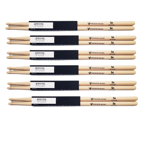 Vic Firth Nova 5A wood tip Drumsticks - exclusive Angkor Music - 6 Pairs 