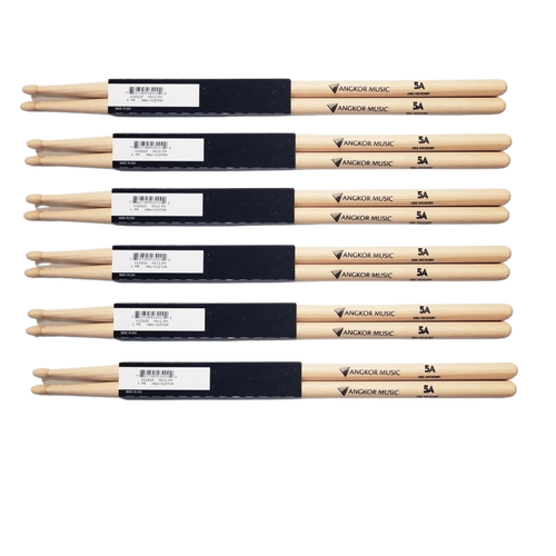 Vic Firth Nova 5A wood tip Drumsticks - exclusive Angkor Music - 6 Pairs 