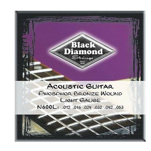 Black Diamond N600L Phos Bronze Light 6-String Acoustic Guitar strings  12 - 53