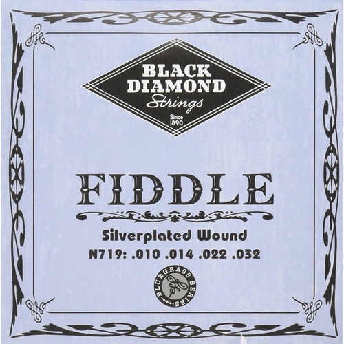 Black Diamond N719 Silverplated 4/4 Fiddle / Violin Strings Set, Medium