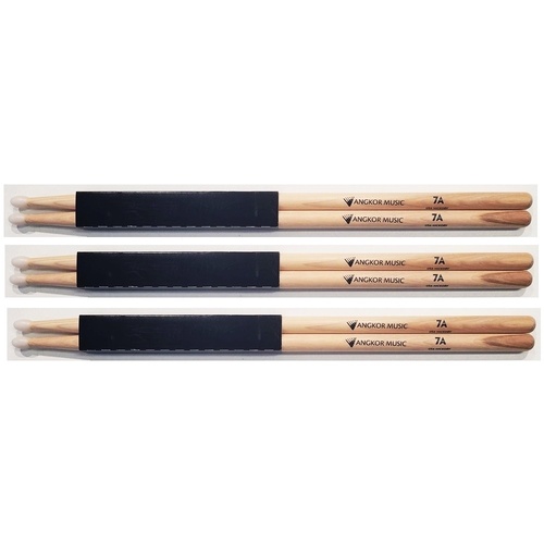 Vic Firth Nova 7A wood tip Drumsticks exclusive Angkor Music  - 3 pairs