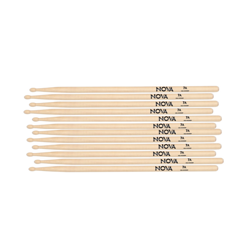 Vic Firth Nova 7A Wood Tip 6 Pairs American Hickory Drumsticks