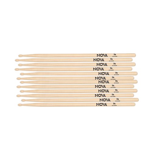 Vic Firth Nova 7A Wood Tip 6 Pairs American Hickory Drumsticks