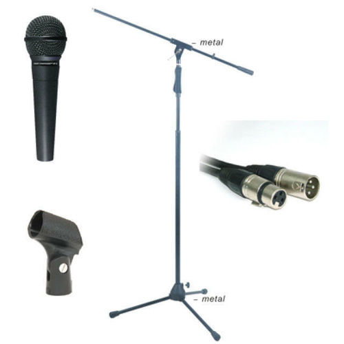 Nady Vocal Microphone + Pro Boom Stand XLR mic cable + clip Complete Vocal Pack