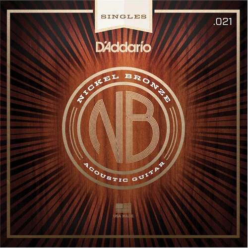 D'Addario NB021 Nickel Bronze Wound Acoustic Guitar Single String, .021