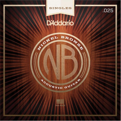 D'Addario NB025 Nickel Bronze Wound Acoustic Guitar Single String, .025