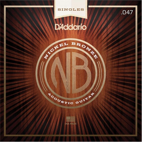 D'Addario NB047 Nickel Bronze Wound Acoustic Guitar Single String, .047