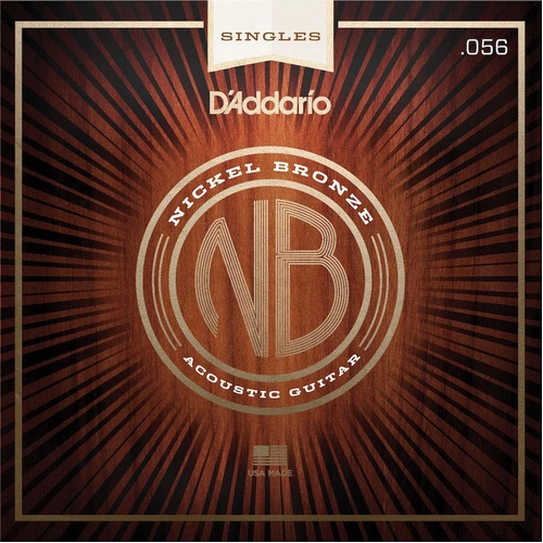 D'Addario NB056 Nickel Bronze Wound Acoustic Guitar Single String, .056