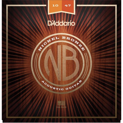 D'Addario NB1047 Nickel Bronze Acoustic Guitar Strings, Extra Light, 10-47