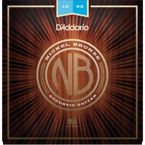 D'Addario NB1253 Nickel Bronze Acoustic Guitar Strings, Light, 12-53