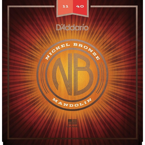 D'Addario NBM1140 Nickel Bronze Mandolin Strings, Medium, 11 - 40 Full Set