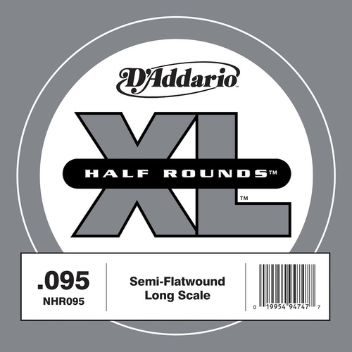 D'Addario NHR095 Half Round Bass Guitar Single String, Long Scale, .095