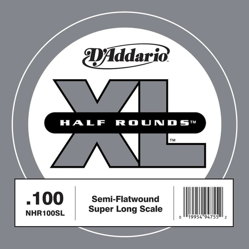 D'Addario NHR100SL Half Round Bass Guitar Single String, Super Long Scale, .100