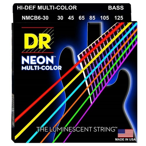 DR Strings NMCB6 Neon Multi-Color Medium 6-String Electric Bass Strings 30 - 125