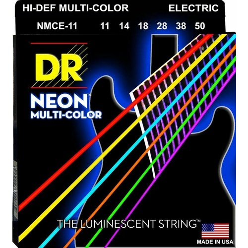 DR Strings Hi-Def NEON Multi-Color Coated Heavy Electric Guitar Strings 11 - 50