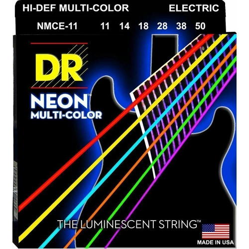 DR Strings Hi-Def NEON Multi-Color Coated Heavy Electric Guitar Strings 11 - 50