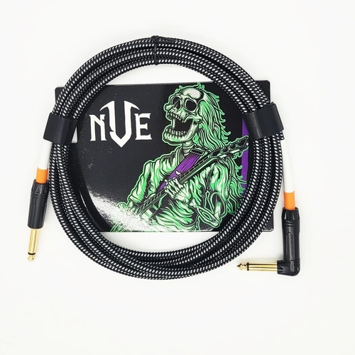 NVE Guitars Instrument Cable gold plated Plugs 10ft - 3m Straight to Angle - Black