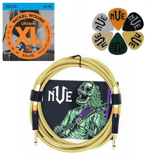 Electric Guitar Strings EXL110 + Guitar Cable + Picks Pack – Gig Emergency