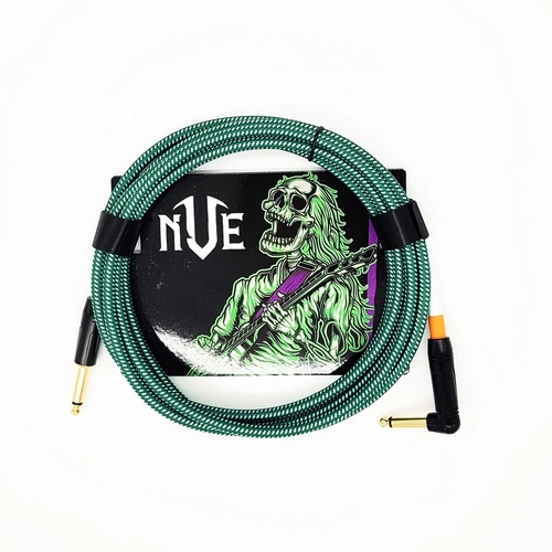 NVE Guitars Instrument Cable gold plated Plugs 10ft - 3m Straight to Angle - Green