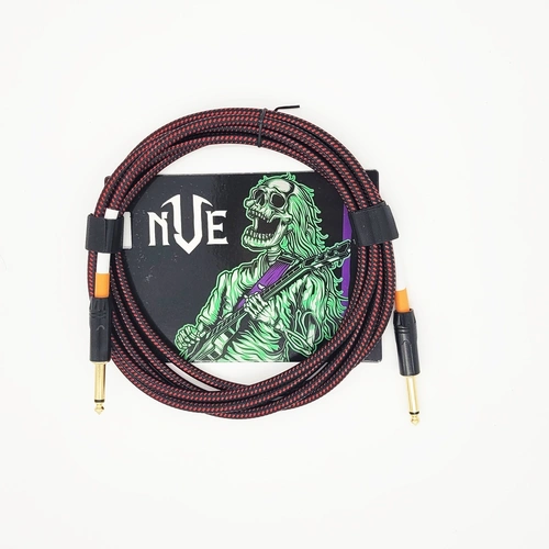 NVE Guitars Instrument Cable gold plated Plugs 10ft - 3m Straight to Straight - Red