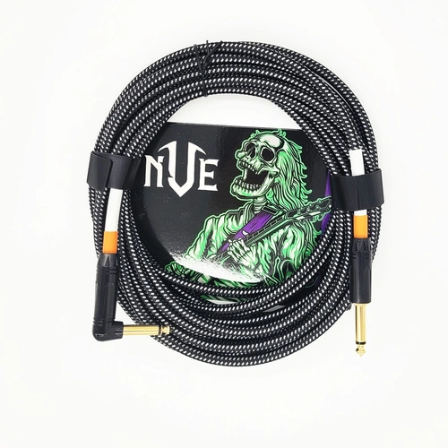 NVE Guitars Instrument Cable gold plated Plugs 20ft - 6m Straight to Angle - Black