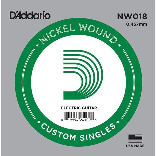 D'Addario NW018 Nickel Wound Electric Guitar Single String, .018