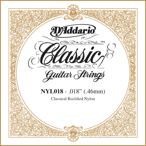 D'Addario NYL018 Rectified Nylon Classical Guitar Single String ,.018