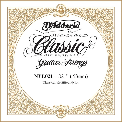 D'Addario NYL021 Rectified Nylon Classical Guitar Single String ,.021