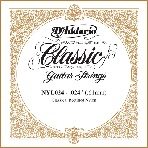 D'Addario NYL024 Rectified Nylon Classical Guitar Single String ,.024