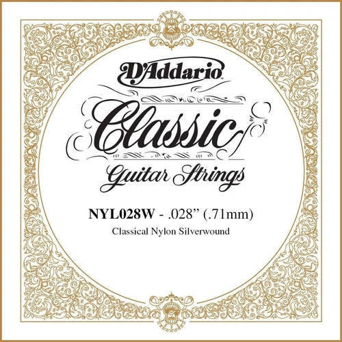 D'Addario Silver-plated Copper Classical Guitar Single String, .028