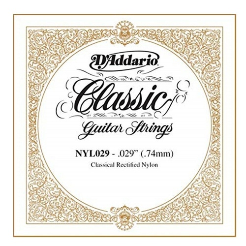 D'Addario NYL029 Rectified Nylon Classical Guitar Single String ,.029