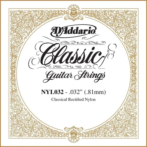 D'Addario NYL032  Rectified Nylon Classical Guitar Single String ,.032