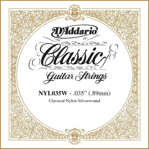 D'Addario Silver-plated Copper Classical Guitar Single String, .035 3rd-G 