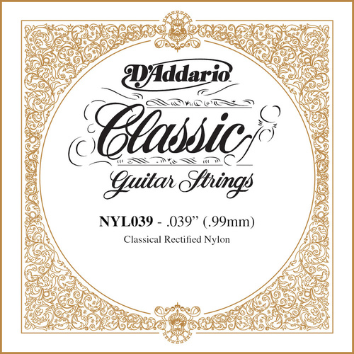 D'Addario NYL039 Rectified Nylon Classical Guitar Single String ,.039
