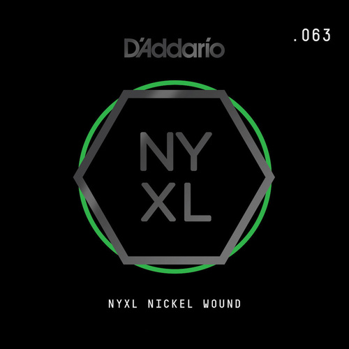 D'Addario NYNW063 NYXL Nickel Wound Electric Guitar Single String, .063