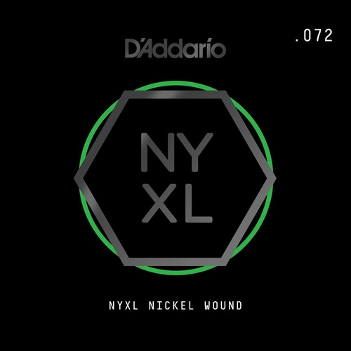 D'Addario NYXL Nickel Wound Electric Guitar Single String, .072 NYNW072