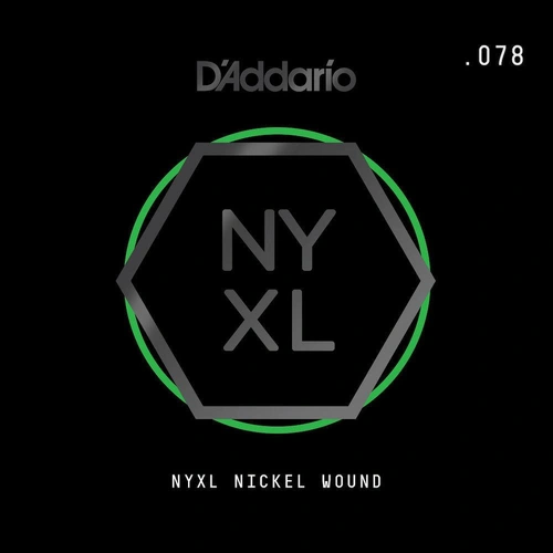 D'Addario NYNW078 NYXL Nickel Wound Electric Guitar Single String, .078