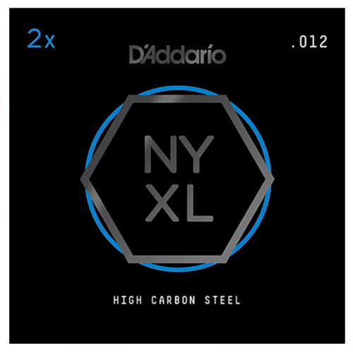 D'Addario NYXL Plain Steel Guitar Strings, .012, 2 single Strings per pack