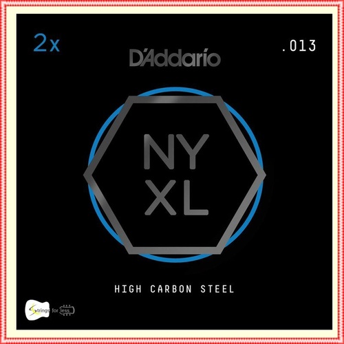 D'Addario NYXL Plain Steel Guitar Strings, .013, 2 single Strings per pack