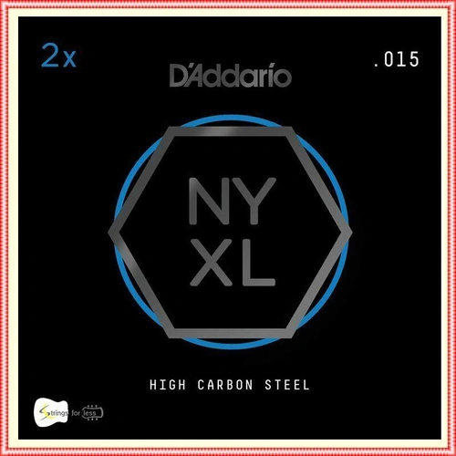 D'Addario NYXL Plain Steel Guitar Strings, .015, 2 single Strings per pack