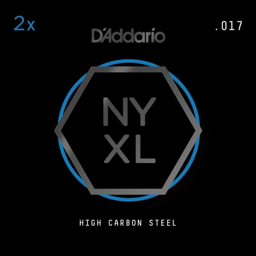 D'Addario NYXL Plain Steel gauge .017, Guitar Strings 2 single strings per pack