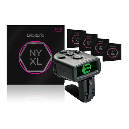 D'Addario NYXL0942 Guitar Strings 5 Sets + Micro Rechargeable HeadStock Tuner